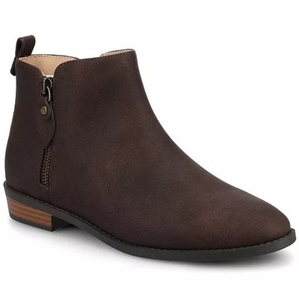 Journee Collection Ellis Womens Ankle Boots Brown Faux Leather Booties Size 11
